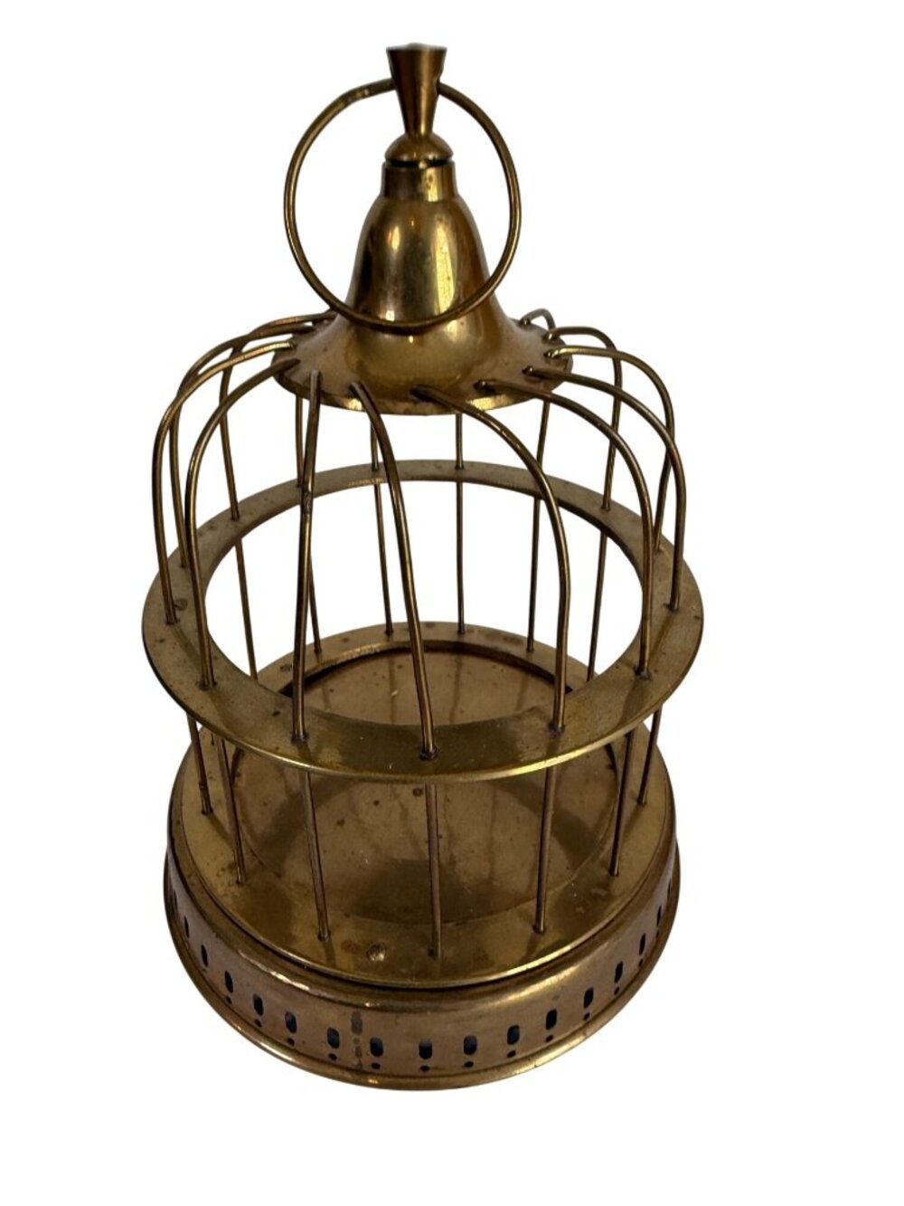 Vintage Brass Birdcage Decorative Accent Piece 10" Tall Hanging Patina